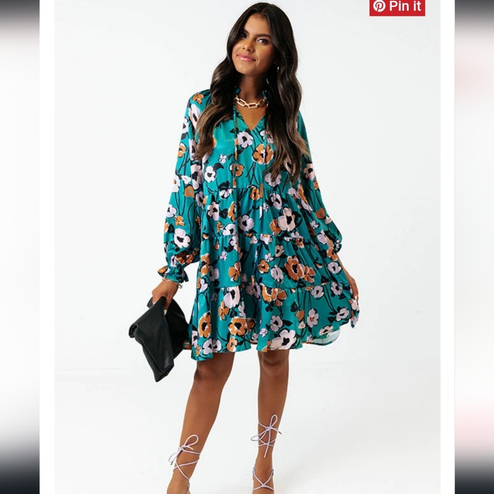 Turquoise Floral Dress